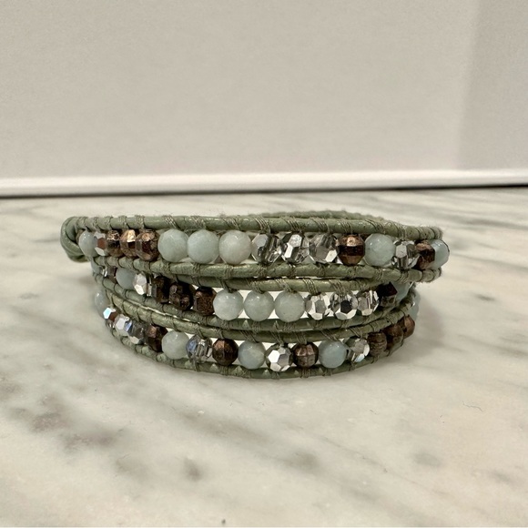 Chan Luu Light Green Leather Wrap Bracelet - Picture 1 of 4